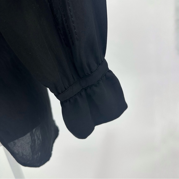 THEORY ALRIK E DOUBLE GEORGETTE SILK BLOUSE TOP - Black - Size P/XS - Picture 10 of 13